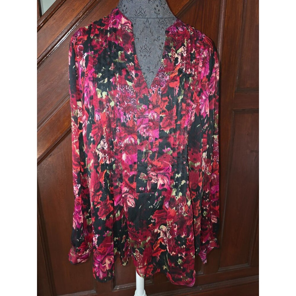Coldwater Creek Womens Floral Print Blouse Top Size XL